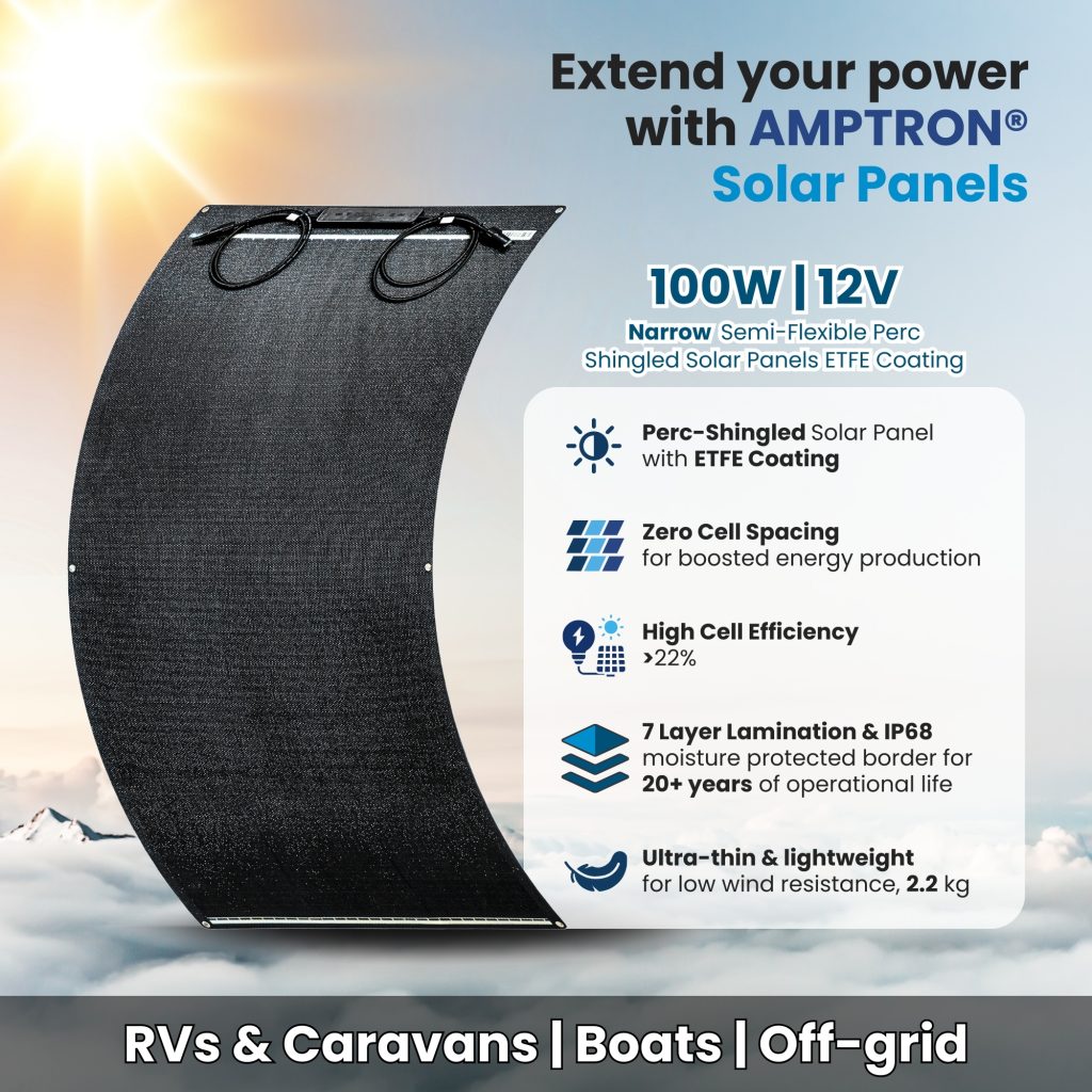 Solar Panel Windshield 100W Narrow 12V Semi-Flexible Perc Shingled Solar Panels ETFE Coating ...